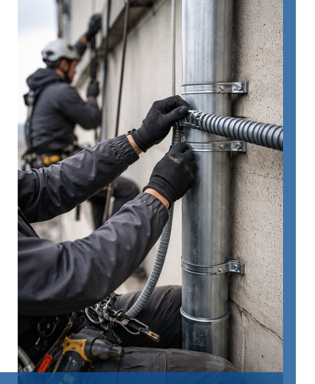 Монтаж гофры для кабеля в Перми от 321 р. | ВЫСОТНИК-Прм