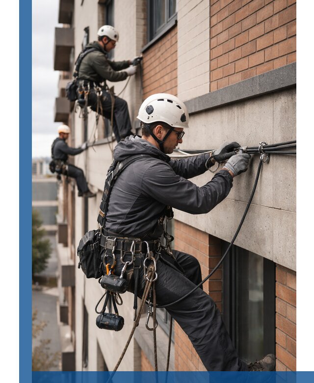 Крепление кабеля на фасаде монтаж и крепеж в Перми