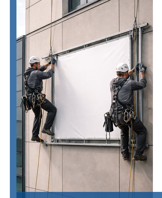 Монтаж наружной рекламной вывески в Перми под ключ