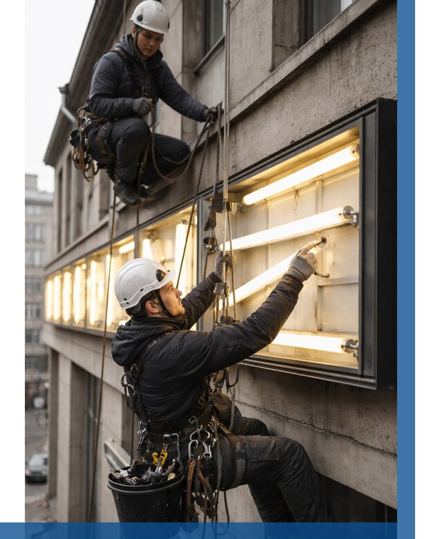 Замена ламп в вывеске в Перми под ключ от 3749 р. | ВЫСОТНИК-Прм