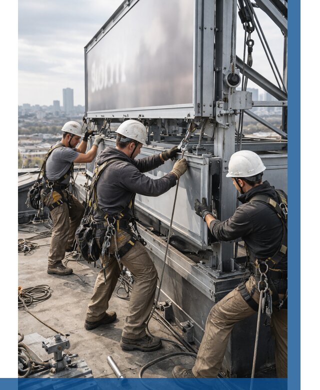 Монтаж крышной рекламной конструкции в Перми от 64266 р.|ВЫСОТНИК-Прм