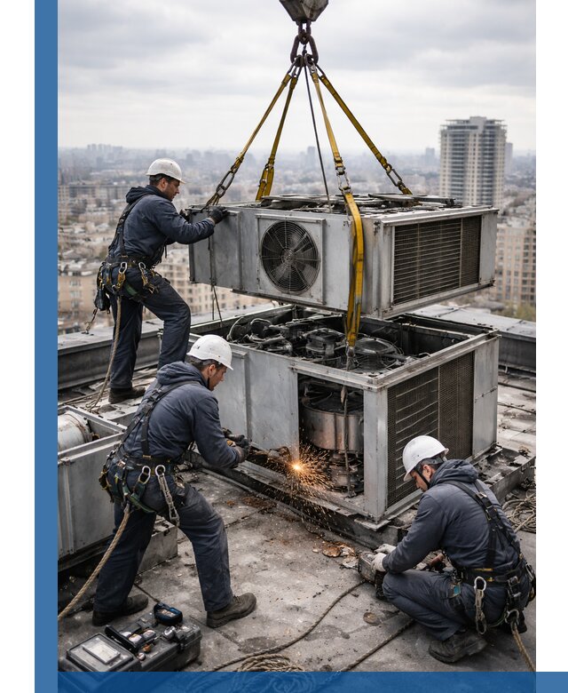 Демонтаж крышной установки в Перми любой сложности