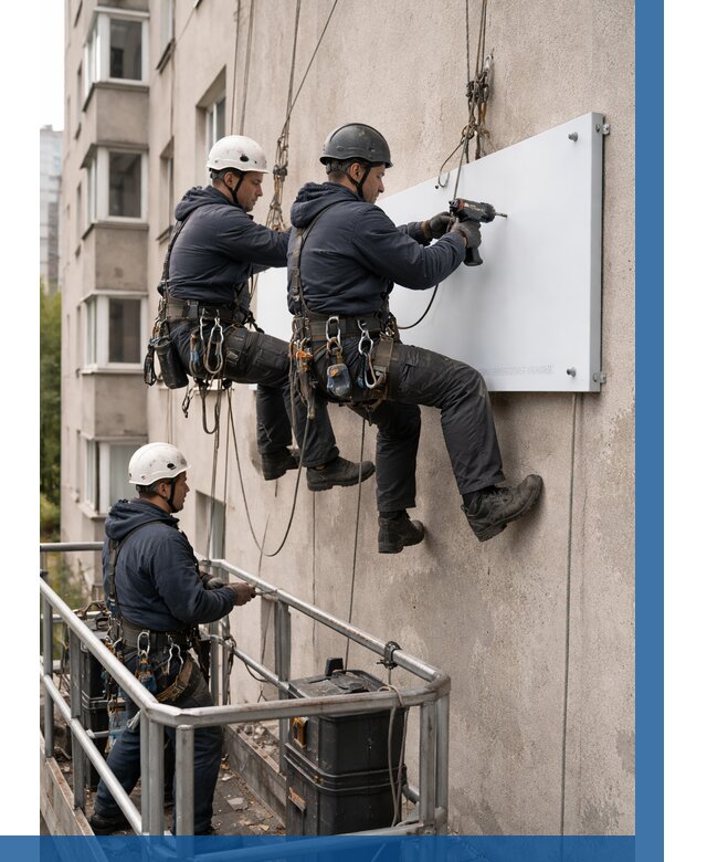 Монтаж табличек и указателей в Перми от 3749 р. | ВЫСОТНИК-Прм