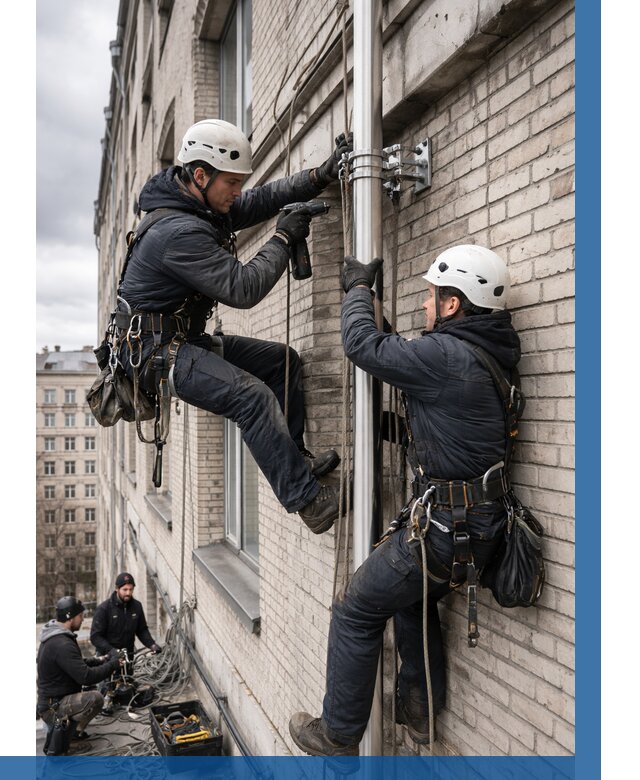 Монтаж флагштока на здании в Перми от 6962 р. | ВЫСОТНИК-Прм