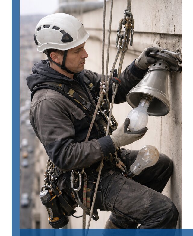 Замена ламп на высоте в Перми профессионально и быстро