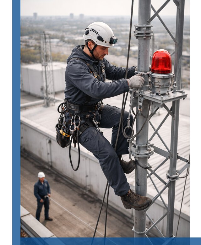 Монтаж заградительных огней и обслуживание объектов в Перми