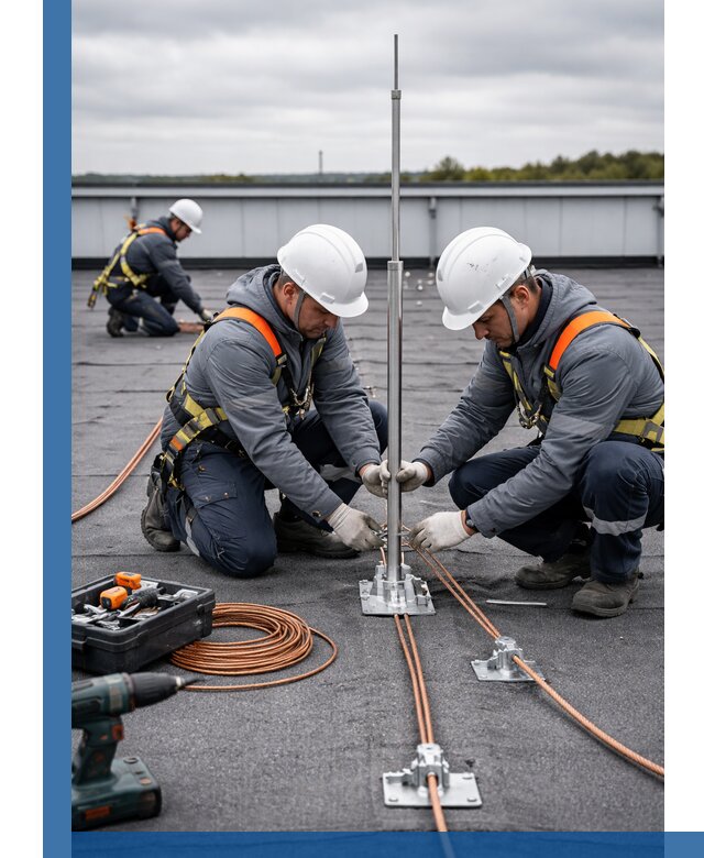 Монтаж молниезащиты на кровле в Перми под ключ с гарантией