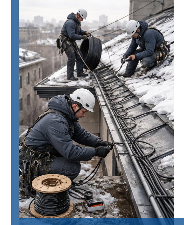 Монтаж греющего кабеля на кровле в Перми под ключ