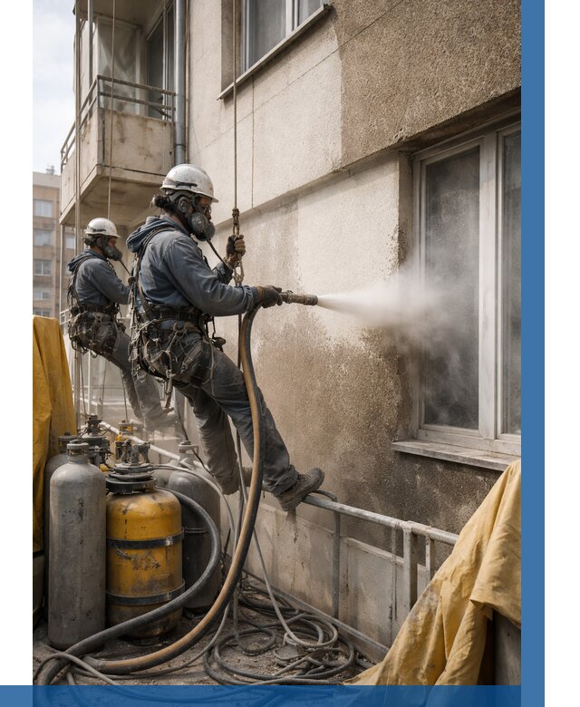 Пескоструйная очистка фасада в Перми от 696 р. | ВЫСОТНИК-Прм