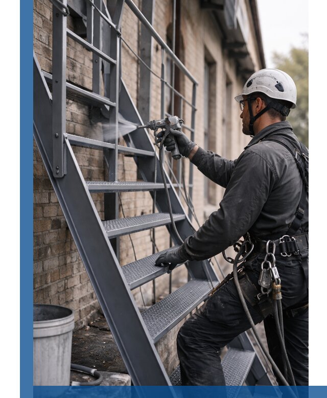 Покраска и антикоррозионная защита пожарных лестниц в Перми