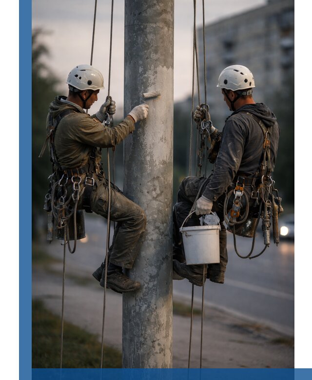 Покраска опор освещения и антикоррозийная защита в Перми