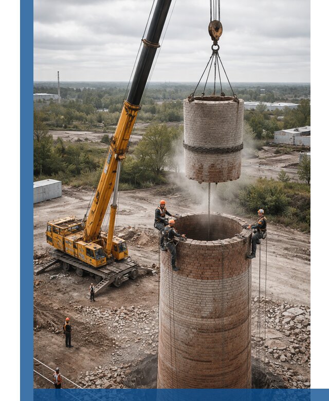 Демонтаж дымовой трубы в Перми с гарантиями безопасности