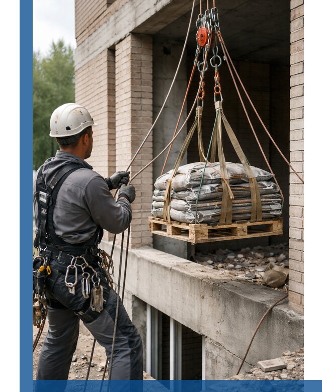 Подъем материалов на этаж веревками в Перми оперативно
