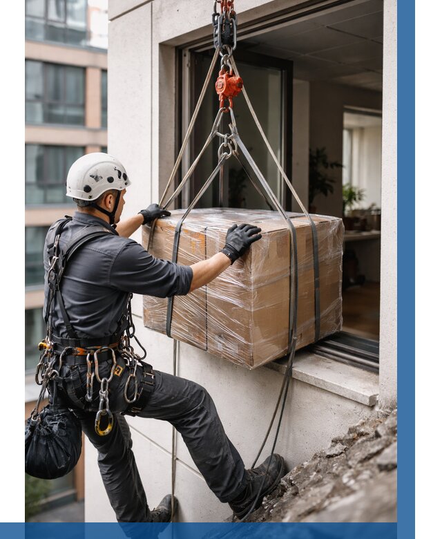 Подъем груза через окно в Перми от 4820 р. | ВЫСОТНИК-Прм