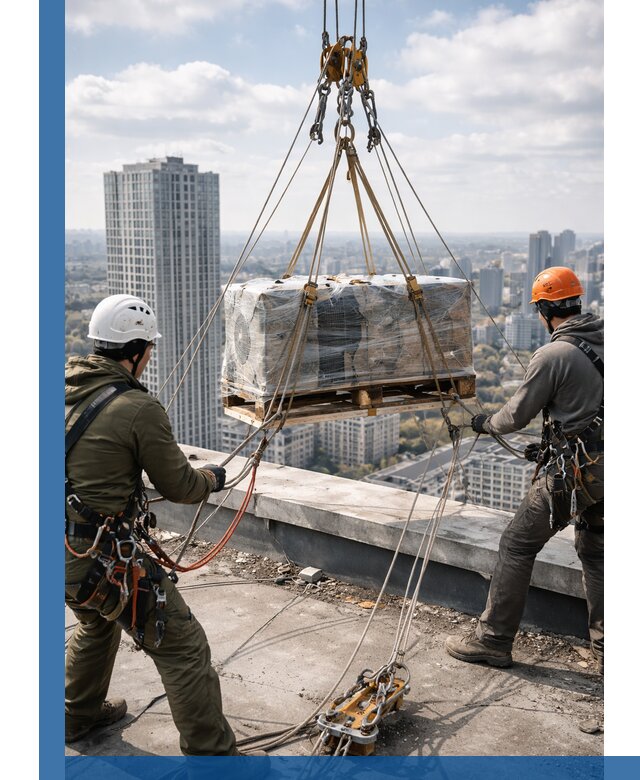 Подъем и монтаж крупногабаритных грузов на крышу в Перми