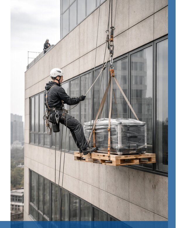 Спуск груза по фасаду в Перми от 3749 р. | ВЫСОТНИК-Прм