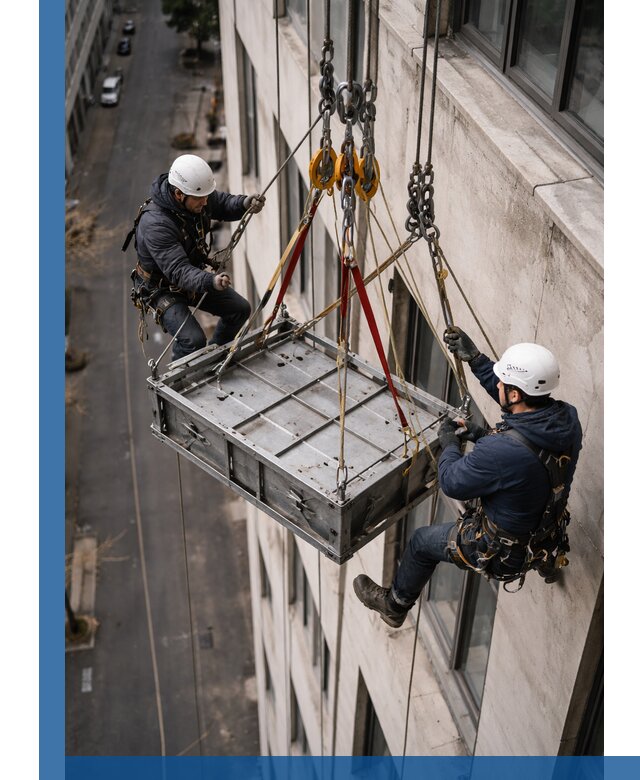 Спуск и подъем грузов по фасаду в Перми для зданий