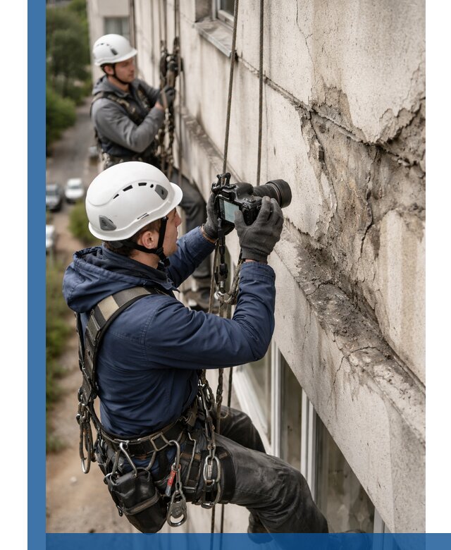 Фотофиксация дефектов фасада с высотной съемкой в Перми