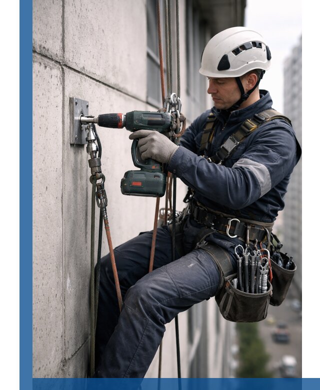 Установка анкерных точек для высотных работ в Перми