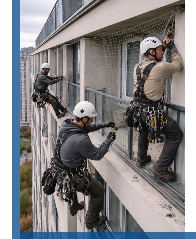 Профессиональный монтаж защитной сетки от птиц в Перми